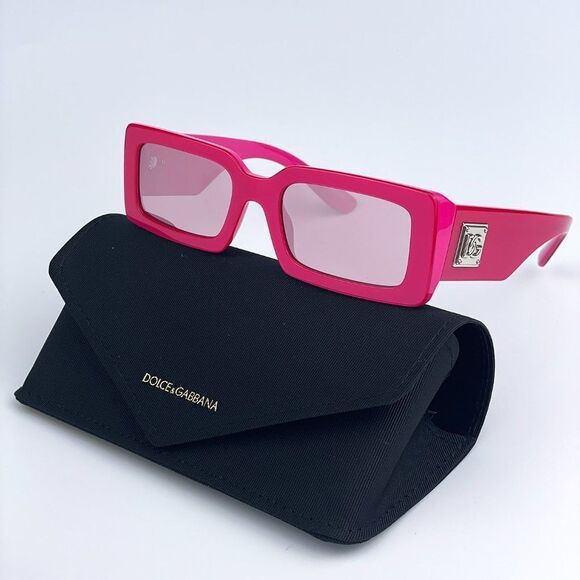 NEW D&G DG4416 33794Z Metallic Pink Mirror Silver Rectangle Women Sunglasses - Picture 1 of 12